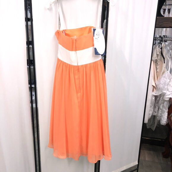 Size 2 Knee-Length Bridesmaid Tangerine Canteloupe Pumpkin Orange w white cummer - Picture 6 of 6